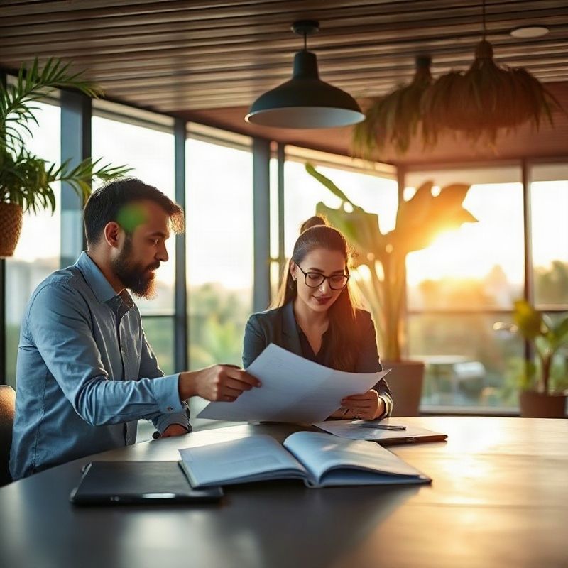 Sessão de consultoria em andamento em escritório moderno em Florianópolis